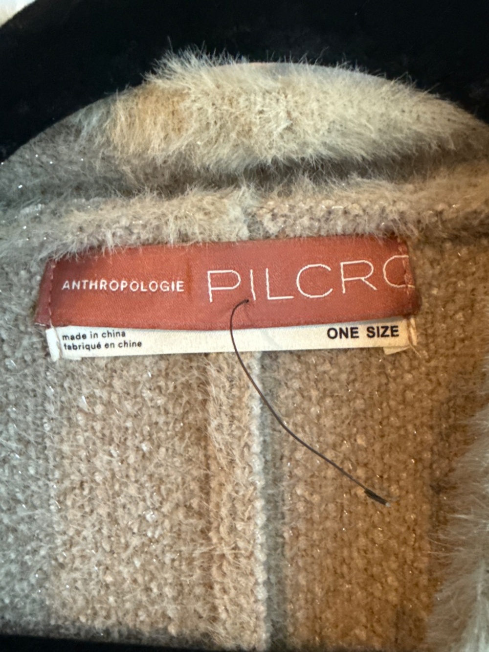 PIlcro Anthropologie Tan Metallic Thread open cardigan one size - Picture 2 of 6